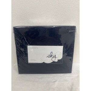 Sky Cotton Percale Twin Sheet Set 3 Piece Navy New
